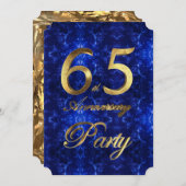 65周年 結婚記念日 ゴールド ブルーサファイア シック 招待状 (正面/裏面)