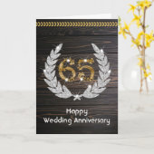65回目の結婚記念日 エレガントなラスティックウッド カード (黄色い花)
