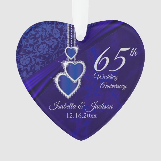 65回目/45回目のサファイア結婚記念日の記念品 オーナメント (正面)