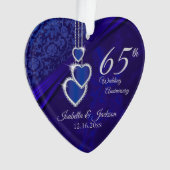 65回目/45回目のサファイア結婚記念日の記念品 オーナメント (正面)