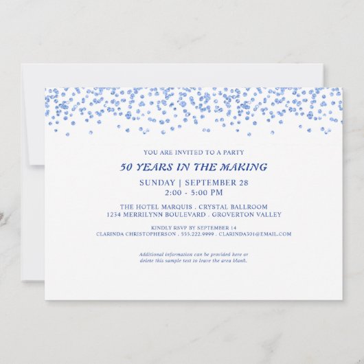 65年の歳月を刻んだサファイアブルーの結婚記念日 招待状 (裏面)