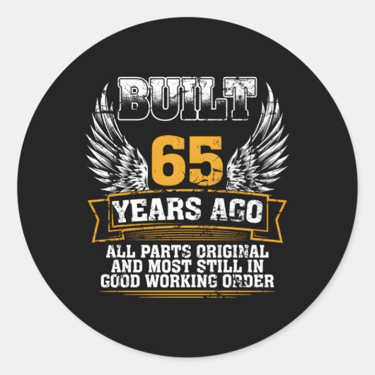 65年前に構築されたOldtimerグリーティング誕生B-Day ラウンドシール (正面)