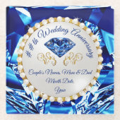 65年結婚記念ギフト、サファイアコースター ガラスコースター (正面)