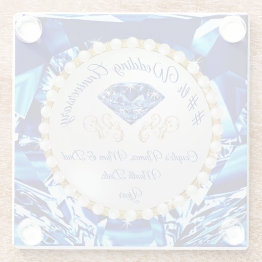 65年結婚記念ギフト、サファイアコースター ガラスコースター (裏面)