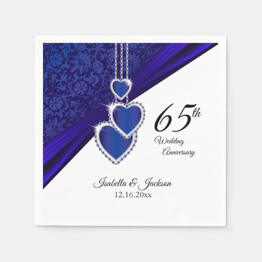 65日/45日結婚サファイア記念日デザイン スタンダードカクテルナプキン (正面)