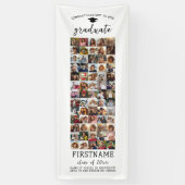 65枚の写真コラージュ 卒業式 現代的 ミニマル 白 横断幕 (縦)