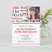 65歳おもしろいの誕生日の招待状フォト神話の伝説 招待状 (スタンド正面)