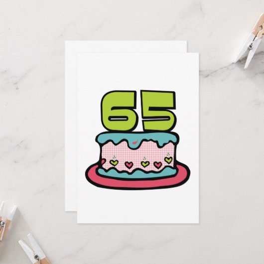 65歳お誕生日ケーキ カード (正面/裏面インサイチュ)