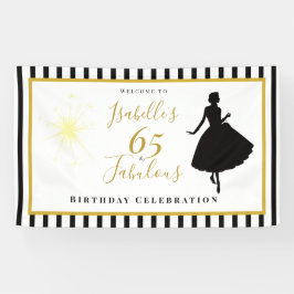 65歳のお誕生日おめでとう 黒とゴールドのバナーデコレーション 横断幕