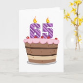 65歳のお誕生日ケーキ カード (黄色い花)