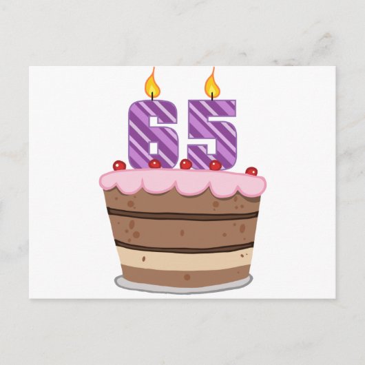 65歳のお誕生日ケーキ ポストカード (正面)