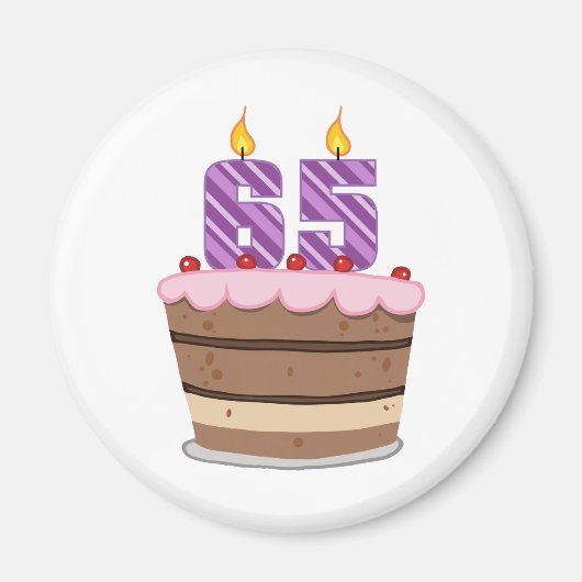 65歳のお誕生日ケーキ マグネット (正面)