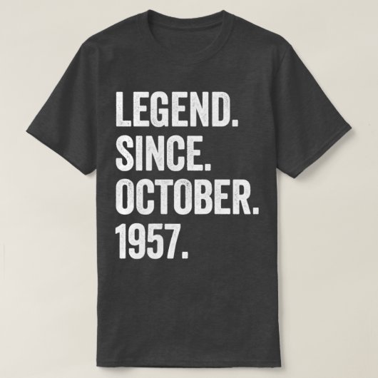 65歳の伝説1957年10月65日誕生以来 Tシャツ (デザイン正面)
