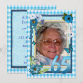 65歳の写真付き誕生日パーティー招待状 招待状 (正面/裏面)