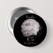 65歳の美しいピンク淡い色ののバラフローラ 缶バッジ (正面&裏面)