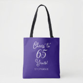 65歳の誕生日おめでとう パープル トートバッグ (正面)