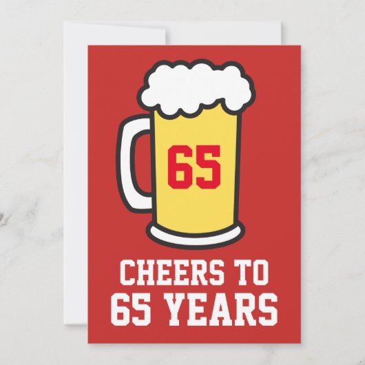 65歳の誕生日おめでとう ビールパーティ招待状 招待状 (正面)