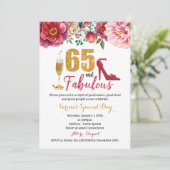 65歳の誕生日おめでとう！女性のためのファビュラスなバースデー招待状 招待状 (スタンド正面)