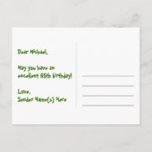 65歳の誕生日おめでとう 楽しい花火模様+虹色65 ポストカード (裏面)