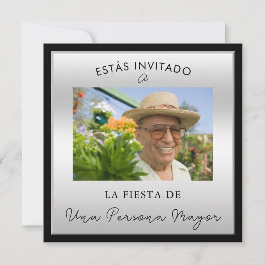 65歳の誕生日お祝いスペイン風パロディ写真入りカード 招待状 (正面)