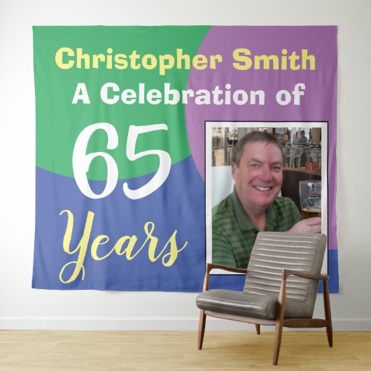 65歳の誕生日お祝い写真付きタペストリー タペストリー (インサイチュ(横))