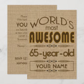 65歳の誕生日お祝い 世界で最高に素敵な 招待状 (正面/裏面)