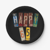 65歳の誕生日のための錆びたライセンスプレート ペーパープレート (正面)