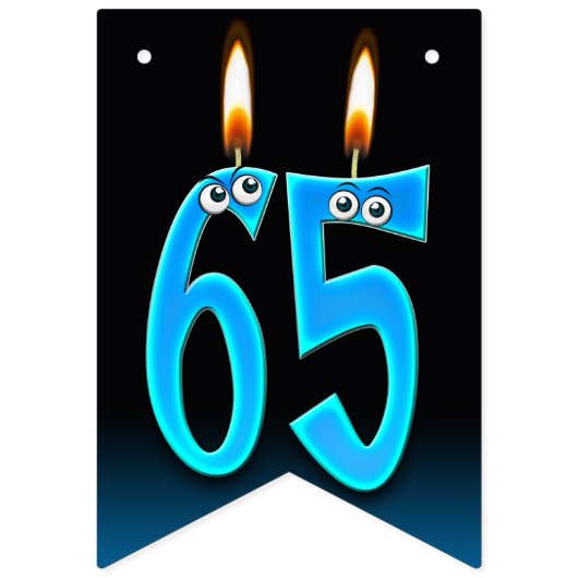 65歳の誕生日のろうそく（目玉つき） バンティングフラッグ (第1の旗)