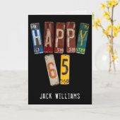 65歳の誕生日の車のライセンスプレート カード (黄色い花)