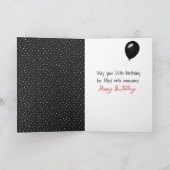 65歳の誕生日を祝う棒人間ガールと風船 カード (内部)