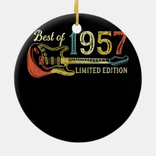 65歳の誕生日ギフト女男性へ性ギター愛好家 セラミックオーナメント (裏面)