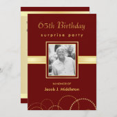 65歳の誕生日サプライズパーティー - 写真の掲載は任意 招待状 (正面/裏面)