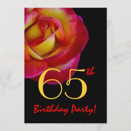 65歳の誕生日テンプレート - 赤と黄色のバラ 招待状