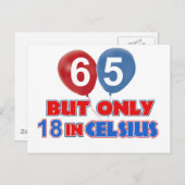 65歳の誕生日デザイン ポストカード (正面/裏面)