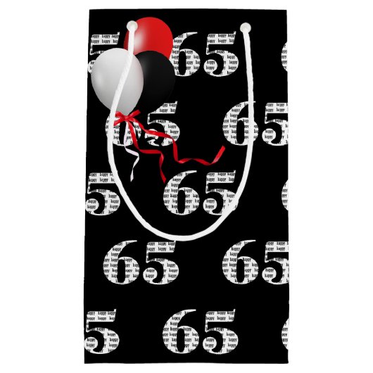 65歳の誕生日バルーンブーケ スモールペーパーバッグ (正面)