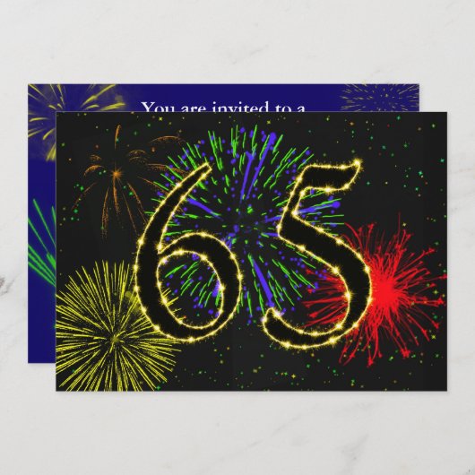 65歳の誕生日パーティーが招待される 招待状 (正面/裏面)