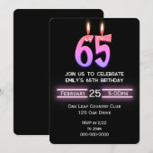 65歳の誕生日パーティーのキャンドル 招待状 (正面/裏面)