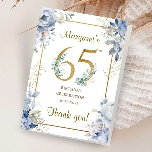 65歳の誕生日パーティーの折りたたみ式サンクスカード サンキューカード