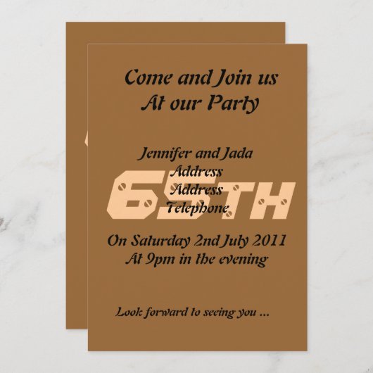 65歳の誕生日パーティーの招待 招待状 (正面/裏面)