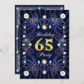 65歳の誕生日パーティー招待状と宝石の塊 招待状 (正面/裏面)