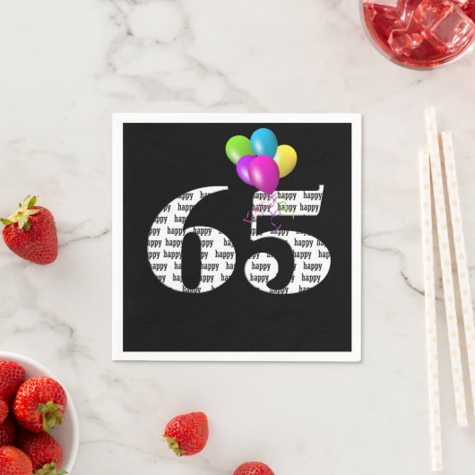 65歳の誕生日パーティー風船 スタンダードカクテルナプキン (インサイチュ)