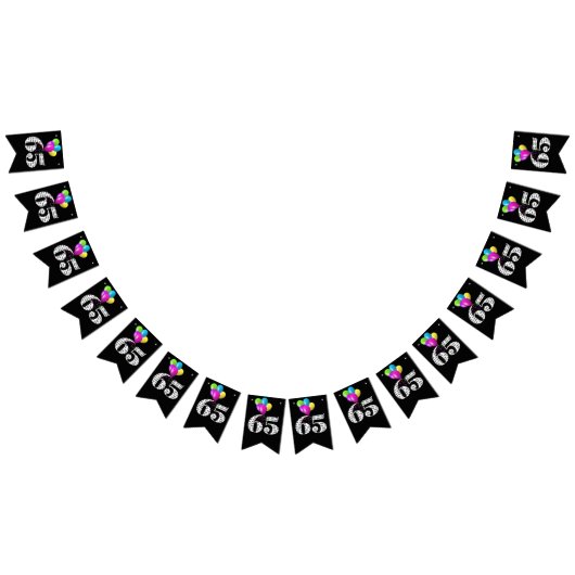 65歳の誕生日パーティー風船 バンティングフラッグ (全)