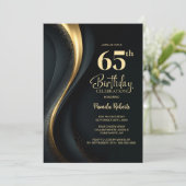 65歳の誕生日パーティー ブラック&ゴールド 招待状 (スタンド正面)