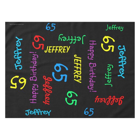 65歳の誕生日パーティー,繰り返す名前,黒 テーブルクロス (正面(横))