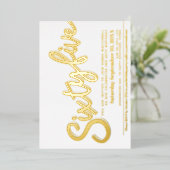 65歳の誕生日パーティ白金ゴールド台本 箔招待状 (立ち正面)