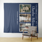 65歳の誕生日写真コラージュ背景バナー タペストリー (インサイチュ(横))