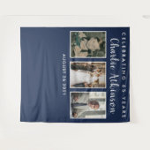 65歳の誕生日写真コラージュ背景バナー タペストリー (正面(横))