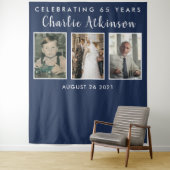 65歳の誕生日写真コラージュ背景バナー タペストリー (インサイチュ)