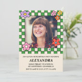 65歳の誕生日招待状レトロGroovy花 招待状 (スタンド正面)