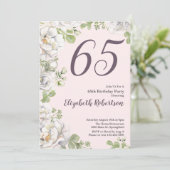 65歳の誕生日招待状 ピンクの芍薬の花 招待状 (スタンド正面)